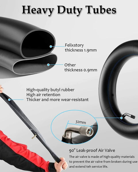 Heavy duty tubes with high-quality butyl rubber, 90° leak-proof air valve, 10 Inch 10x2.75-6.5 Off-road Rubber Outer Tire with Inner Tube.