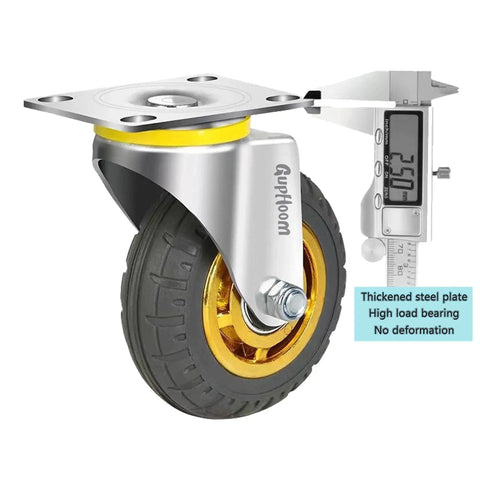 Heavy Duty Swivel Industrial Plate 3 Inch Rubber Casters No Noise Wheels Set Of 2 For Cart And Furniture With Pre Drilled Plate Mount And Precision Ball Bearing For Smooth Weight Distribution And 200 Lbs Per Wheel