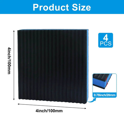 Eight Pack 4 By 4 By 0.875 Inch Heavy Duty Rubber Anti Vibration Pads With EVA Vibration Damping Isolator Mats for appliances