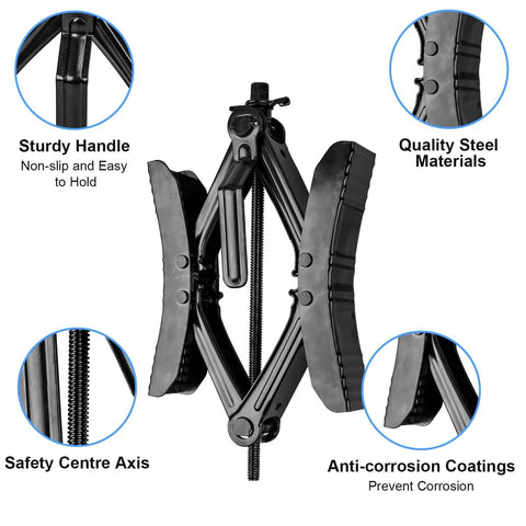 Beefy Heavy Duty Camper Wheel Chocks With Wrench For RV Travel Trailers, Premium X Shaped Tire Locking Chocks features labeled