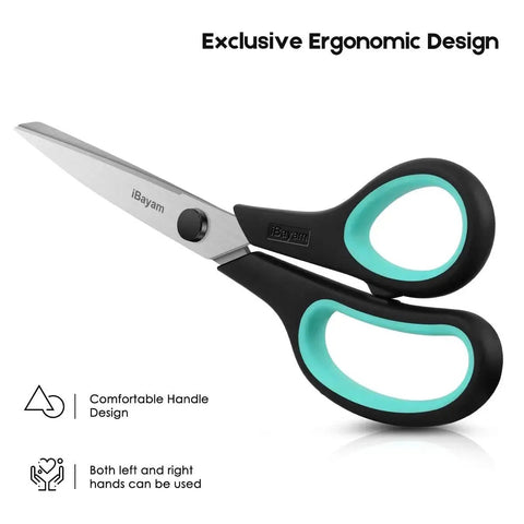 Three Pack 8 Inch Heavy Duty Scissors With Ultra Sharp Blades And Comfort Grip Handles for versatile cutting use.