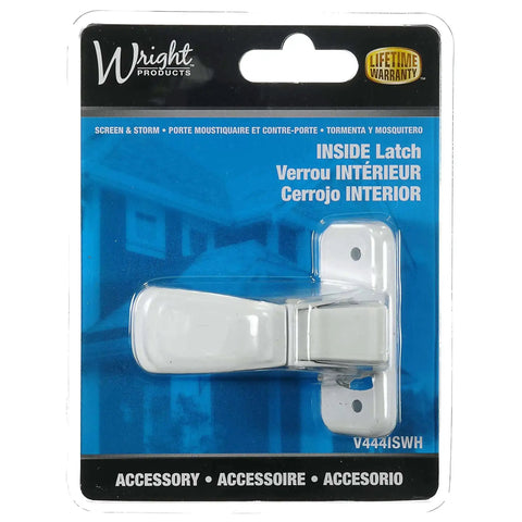 Replacement Heavy Duty Inside Screen Door Latch With No Lock Out Tech White Finish packaging