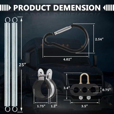 Heavy Duty Tender Spring Kit For Semi Trucks With 3 In 1 Hose Holder And 3 Hole Clamp Holder 25 Inch Air Lines Kit 2 Style Holders