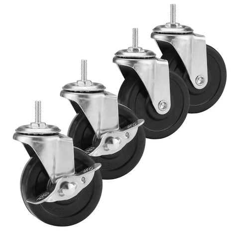 Heavy Duty Shelf Caster Wheels Set Of Four For Wire Shelving With Stem Size One Quarter By Twenty Thread and smooth rolling