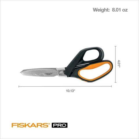 PowerArc Heavy Duty Shop Shears With Curved Serrated Blades And Extended Tang 10 Inch Industrial Grade Scissors Orange and Black