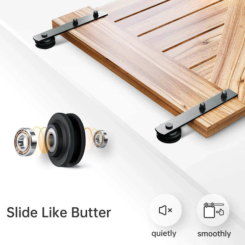 10 FT Heavy Duty Sliding Barn Door Hardware Track Kit, Straight Pulley, Slide Smoothly Quietly, Easy Install on 60" door.