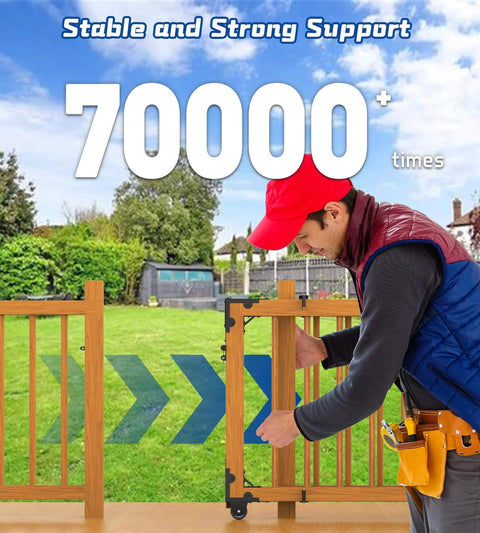 Heavy Duty Sliding Gate Kit with Latch and Manual Universal Hardware for Wooden Gates installation in backyard