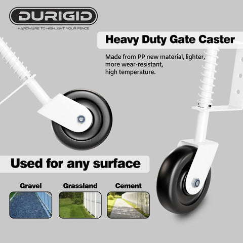 4.3 Inch Spring Loaded Gate Wheel Caster For Outdoor Gates Heavy Duty Fence Gate Wheel With Shock Absorbing Spring 200 Lbs Capacity