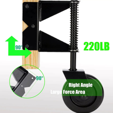 4.3 Inch Heavy Duty Gate Wheel With Spring Loaded Mechanism PVC Gate Wheel Caster 90 degree angle bracket detail.