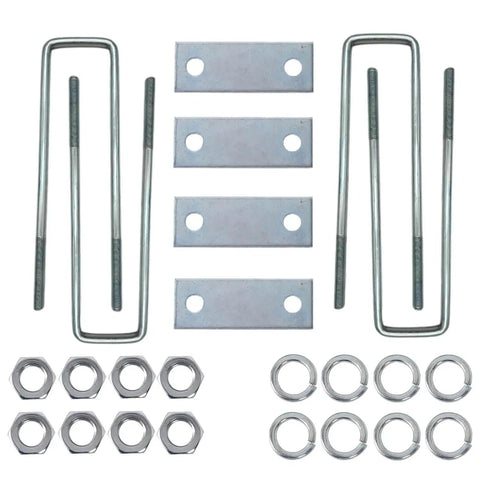 Heavy Duty 4 Pack Square Bend U Bolt Kit 3.5 Inch Width By 16 Inch Length With Nuts And Frame Plates For Automotive And Trailer Mounting Hardware