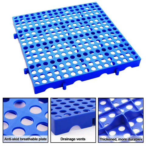 Heavy Duty Plastic Pallets 3 Pack Tough As Nails 11.8 x 11.8 x 1.8 Inches Waterproof Ventilated Grid Design Stackable