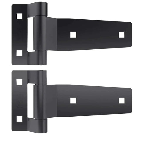 Heavy Duty 5 Inch Stainless Steel Strap Tee Hinge Black Finish, 2 Pack, 300 Series, For Garage Doors, Barn Doors