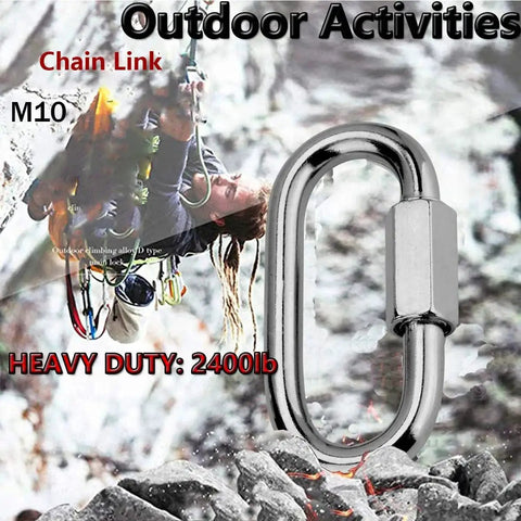 Heavy Duty Quick Link 304 Stainless Steel D Shape Locking Carabiner in outdoor climbing setting