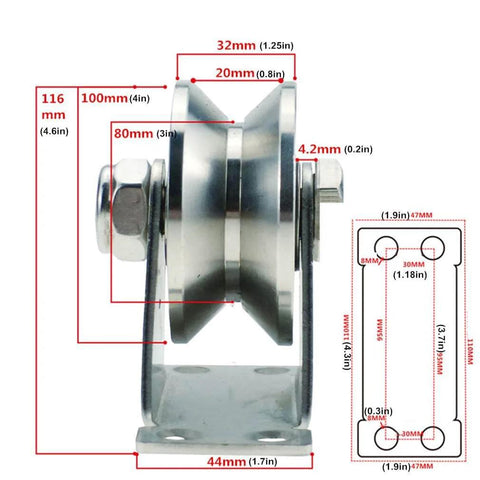 Pulley, Pulley Wheel, Heavy Duty Sheaves Track Pulley, 304 Stainless Steel Directional Roller, 100mm Diameter