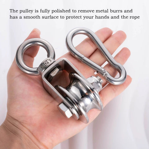 Heavy Duty Cable Single Pulley Block Wheel with Clip for Wire Rope with Ball Bearings, DIY Pulley System