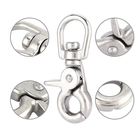 Stainless steel trigger swivel snap hook clasp with polished finish, marine-grade, 3x11x65 mm, Amazon