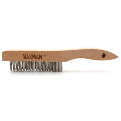 Wire Brush, Heavy Duty Stainless Steel Wire Brushes for Cleaning Rust, Grill Brush, Steel Brush with 10" Beech Handle, Side View