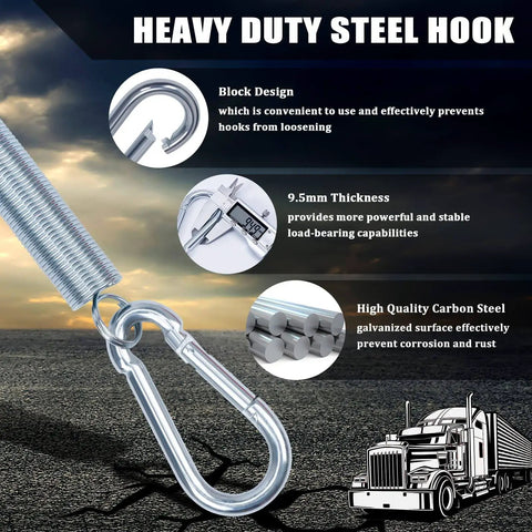 2 Pack 25 Inch Single Tender Spring Kit For Trucks And Trailers With Heavy Duty ABS Air Line Hose Tracker And 3 Hose Holders features heavy-duty steel hook and galvanized carbon steel spring.