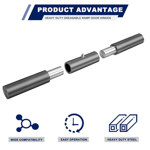 Exploded view of 4 Pack Weld On Trailer Ramp Hinge 10 Inch Heavy Duty Weldable Steel Ramp Hinge for gate, door, and trailer applications.