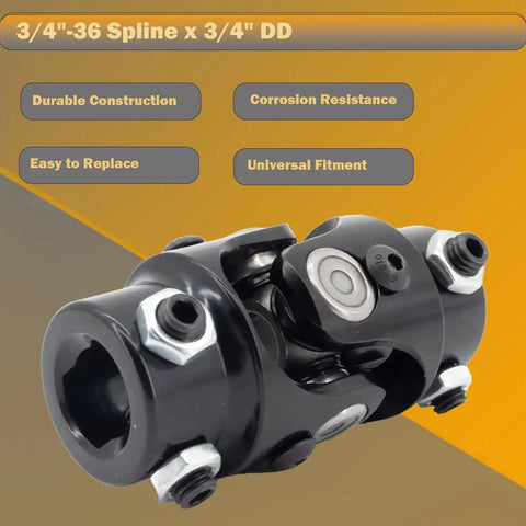 Beefed Up Heavy Duty Steering Shaft Universal U Joint Coupler For Automotive Systems, 3/4-36 Spline to 3/4 DD, black, 83mm, 40Cr steel
