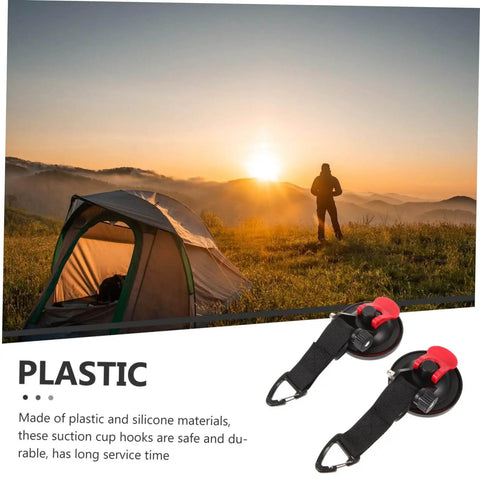 Heavy Duty Suction Cup Hooks For Outdoor Use Car Tent Mounts Waterproof Vacuum Hangers For Camping, shown with tent at sunset