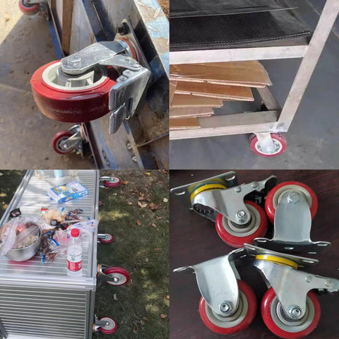 Heavy Duty Swivel Caster Wheels Set of 4 with Dual Locking Brakes on toolboxes and furniture, Polyurethane Top Plate Casters