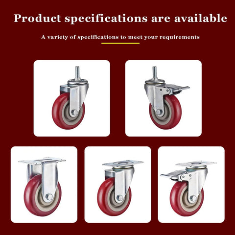2.5 Inch Heavy Duty Swivel Caster Wheels Set of 4 with Brake, Locking Bearing Top Plate Casters, Polyurethane Wheels showcased