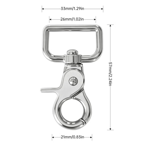Heavy Duty Swivel Snap Hooks 2.24 Inch Length With 360 Degree Tangle Free Swivel Pack Of 10 For Leashes And Gear, metal hook dimensions