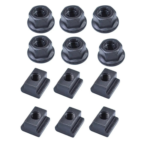 Flange nuts and T-nuts from Heavy Duty 58 Piece T Slot Hold Down Clamp Kit Pro Grade For Milling Machines Seven Sixteenth Inch Set
