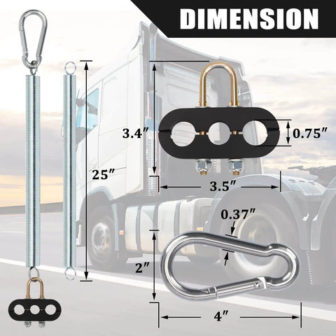 Dimensions of 2 Pack 25 Inch Single Tender Spring Kit For Trucks And Trailers With Heavy Duty ABS Air Line Hose Tracker And 3 Hose Holders