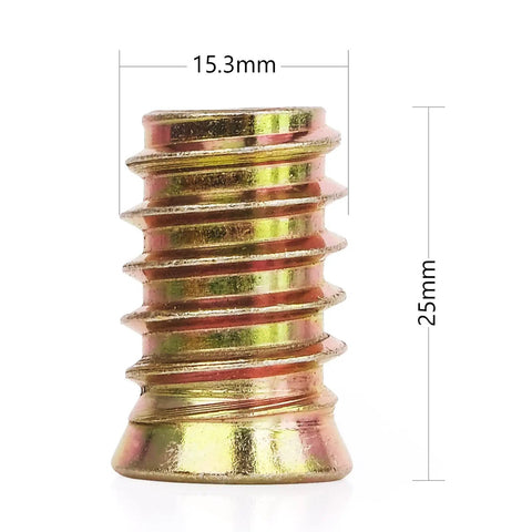 Heavy Duty 40 Pack Threaded Inserts For Wood Furniture Three Eighths Sixteen Thread Size 25mm With Hex Spanner Socket