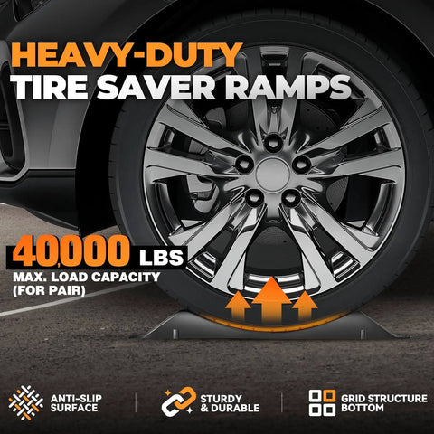 Tire Saver Ramps With Interlock Anti Slip Design For Cars And Trucks Heavy Duty Wheel Chocks For Tire Prevention And Vehicle Storage