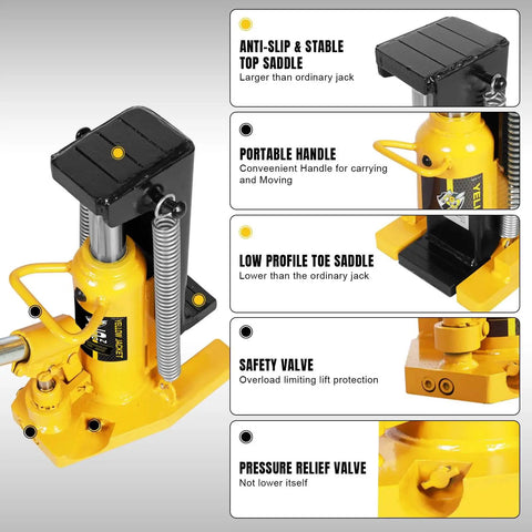 Heavy Duty Toe Jack 2.5 Ton With 5 Ton Top Lift For Cars And Machinery, Air Hydraulic Claw Jack, Low Profile Workhorse