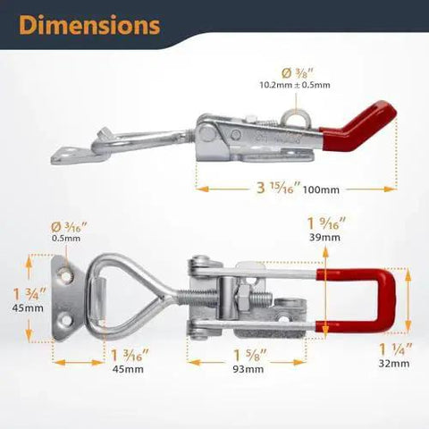Dimensions of Heavy Duty Toggle Clamp Latch Set 4 Pack With 1320 Lbs Holding Capacity And Adjustable Quick Release Pull Action Lock Hole