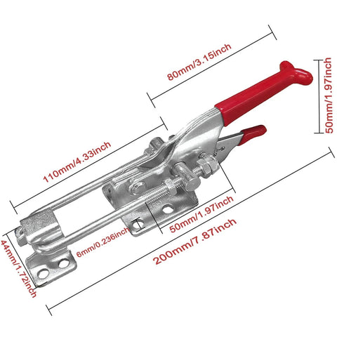 Heavy Duty Toggle Clamp Latch U Bolt Self Lock 2000 Lbs Holding Capacity Adjustable Machines Smoker Lid Tire Carrier with measurements