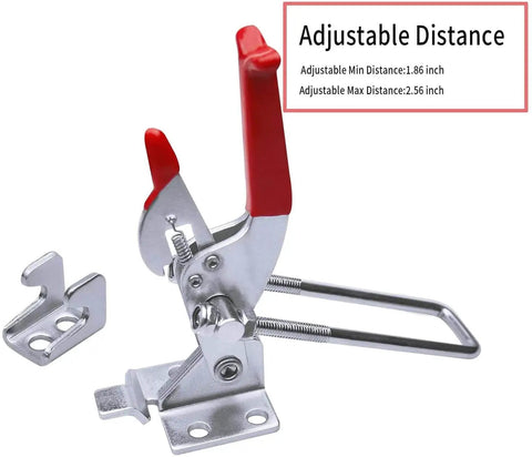 Heavy duty toggle clamp latch holds up to 2000 lbs, crafted from 4mm cold rolled steel with galvanizing for corrosion resistance.