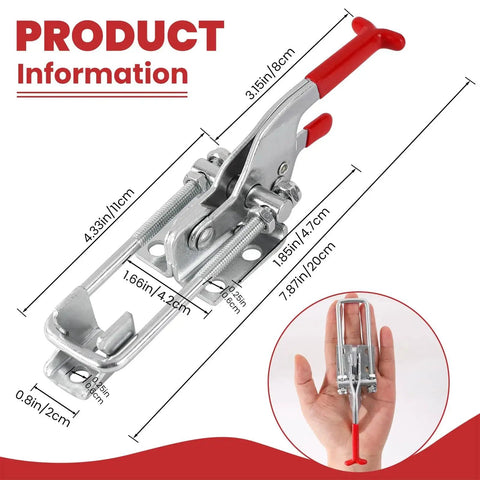 8 Pack Heavy Duty Toggle Clamp Latches 431 Type Up To 2000 Lbs Holding Capacity, adjustable U bolt, hand holding latch