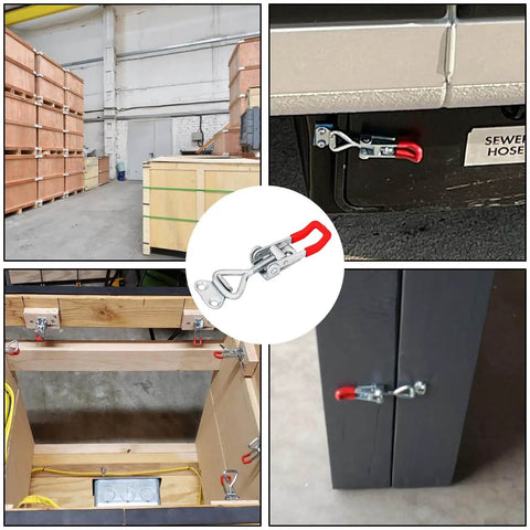 25 pack heavy duty toggle latch clamps deliver 330 lb holding power for wood boxes and woodworking projects, crafted from galvanized carbon steel for rust resistance, durability, and secure closures used on various surfaces and projects.