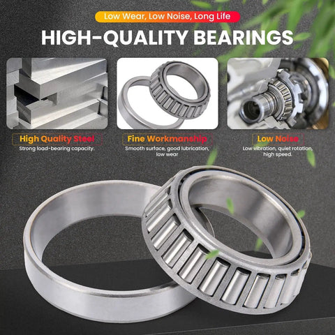 Heavy Duty Boat Trailer Bearing Kit Fits 1 3 8 Inch To 1 1 16 Inch Axles 3500 Lb Capacity One Point Seven One Nine Inch Grease Seal L68149 L44649 Spindle Compatible Includes 2 Sets Chrome Steel Bearings For Built To Last Durability And Quiet Operation showing chrome steel bearings illustration