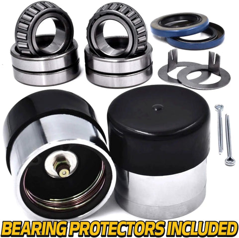 Beefed-Up Heavy Duty Trailer Bearing Kit For 1-1/16 Inch Axles Rebuilds 2 Wheels With L44649 L44610 Bearings, Bearing Protectors