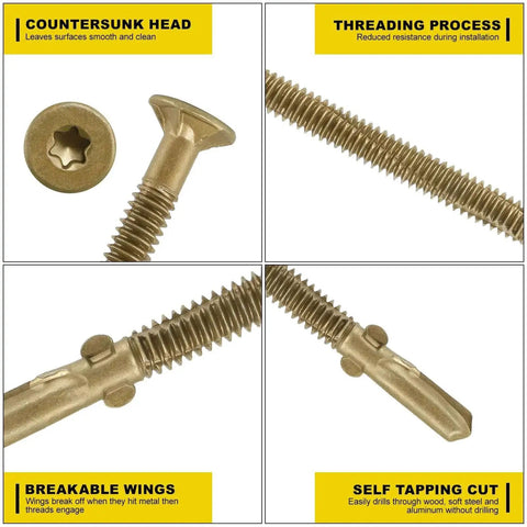 Heavy Duty Trailer Deck Screws Kit With 130 Pcs T25 Star Bits Reamer Tek Screws For Wood To Metal Bonding Self Tapping Screws