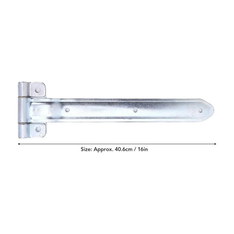 Side view of a Heavy Duty Trailer Hinge Strap Offset Bent Metal for Enclosed Cargo Utility RV Doors, 16-inch durable construction.