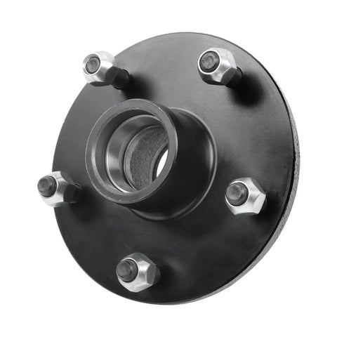 Close-up of Heavy Duty Trailer Hub Kit Replacement For 3500 Lb 84 Spindle Fits Five On Five Point Five Inch Wheels, iron construction.