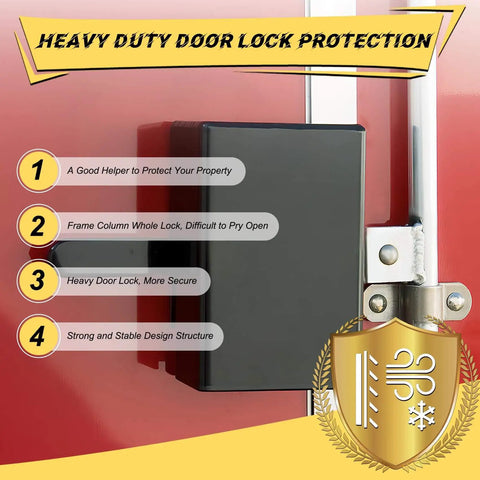 Enhance trailer security with a heavy duty door lock protection device that guards the padlock frame, resists prying, and fits cam bar container locks on box trailer