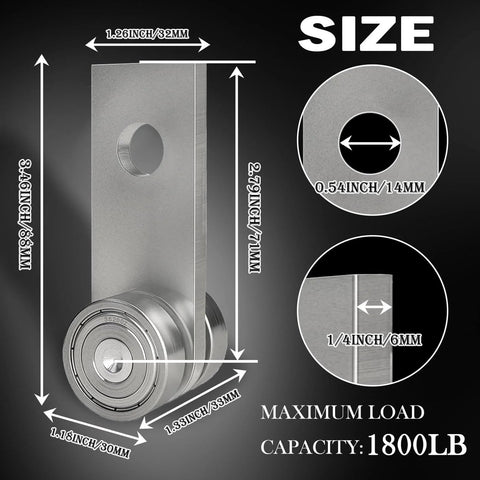 2 Wheel Heavy Duty Trolley Assembly dimensions and steel bearing rollers rated up to 1800 lb