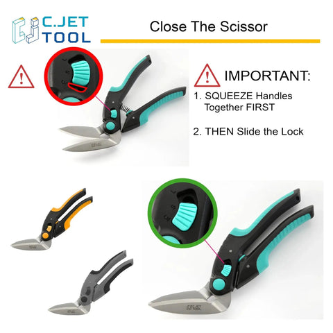 Heavy Duty 10 Inch Carpet Cutter And Multipurpose Cutting Tool with turquoise handle and stainless steel blade, safety instructions shown