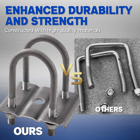 Heavy-duty trailer U-bolts mounting kit for 3 inch round axles, includes four 7 inch U-bolts, two plates, eight 1/2-20 nuts