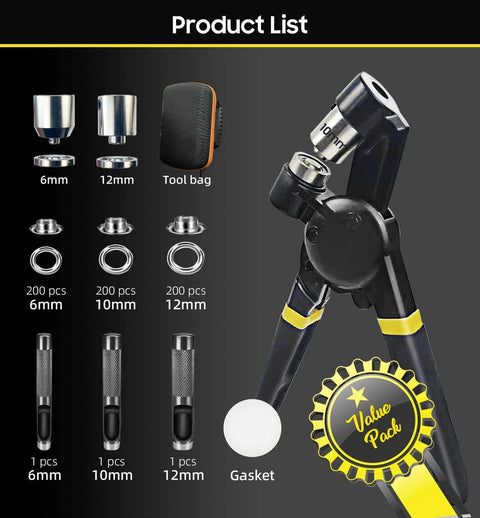 Product list showing 608-pack utility cart accessories including 6 mm and 12 mm tools, gaskets, and tool bag