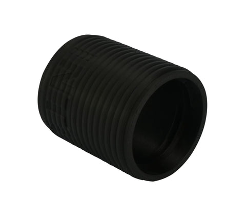 Black rubber vacuum hose coupler with ribbed exterior; OD 2.2 in, ID 2.0 in
