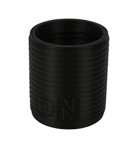Amazon vacuum hose coupler, black, OD 2.2 in, ID 2.0 in, CCW thread, ribbed exterior